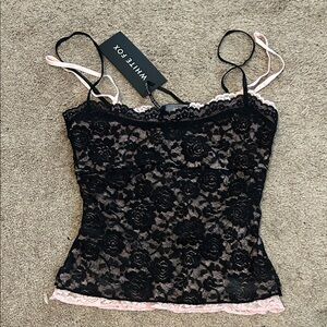 White Fox Lots of List Lace Black and Pink Cami tank size XXS